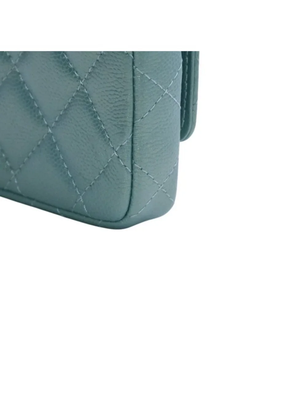 Chanel Quilted Chain Flap Coin Purse CC Logo Caviar Leather